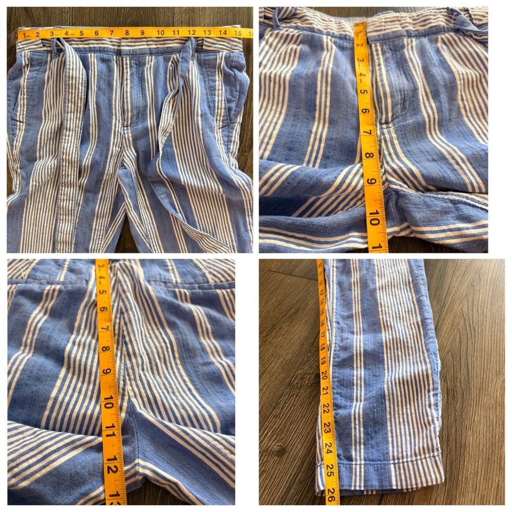 Tommy Hilfiger Relaxed Tapered Chino Striped Pants Blue 4 Coastal Summer Preppy - Picture 6 of 16